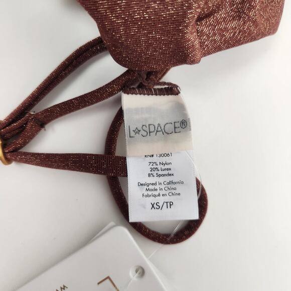 L*Space Shimmer Ringo Bikini Top in Cafe Brown Size XS NWT - Picture 5 of 6